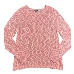 Lilla P Marled Pink Coral Knit Sweater Cotton Blend Lightweight - XL